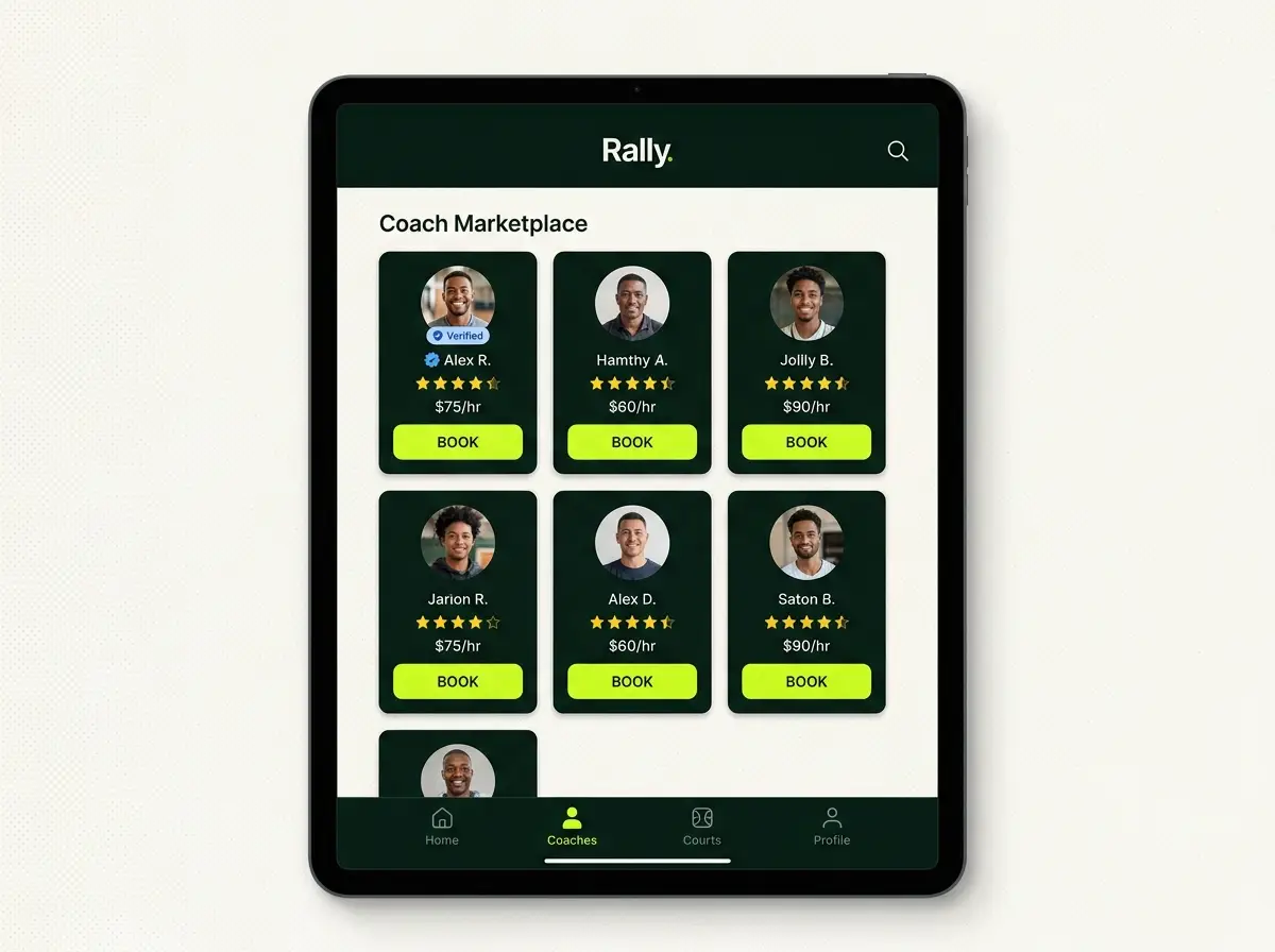 Rally coach marketplace search and profiles