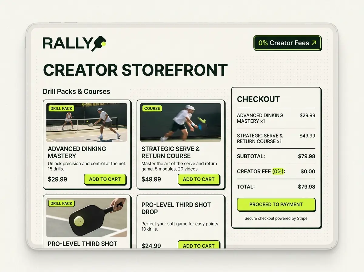 Rally creator storefront and checkout