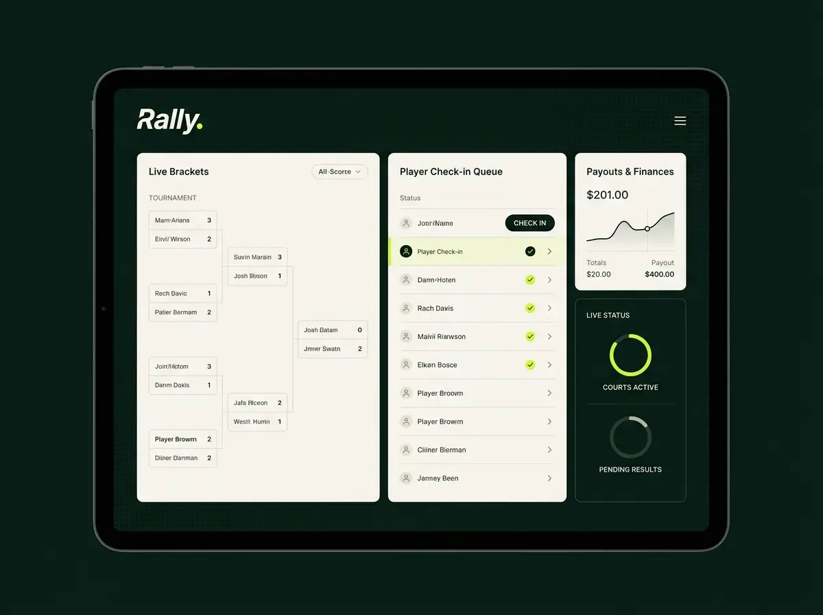 Rally organizer tournament dashboard