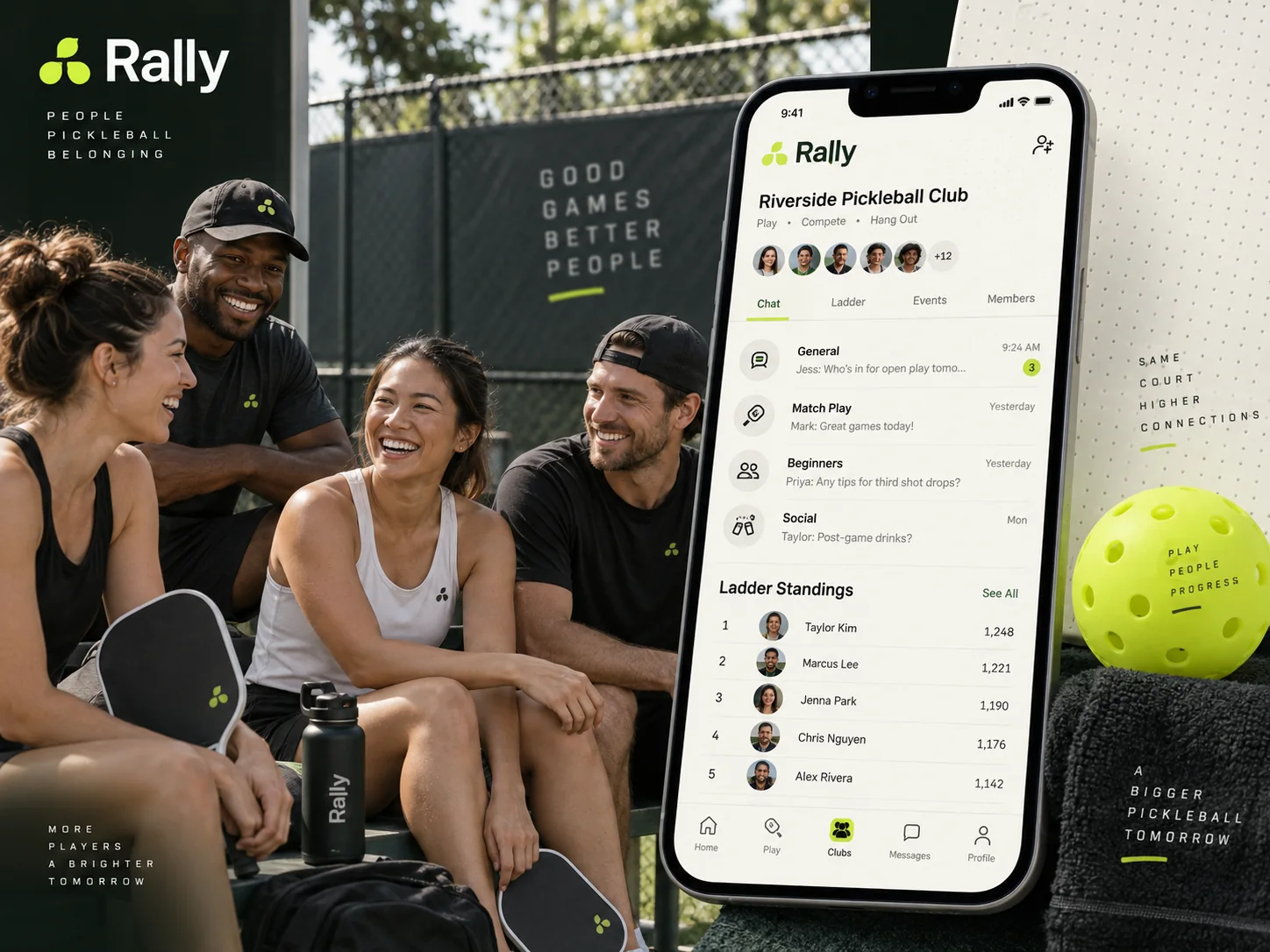 Rally community and clubs screen